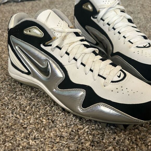 Nike Lacrosse Football Cleats Speed Lax II Size 11 White Black Silver Preloved - Picture 9 of 12